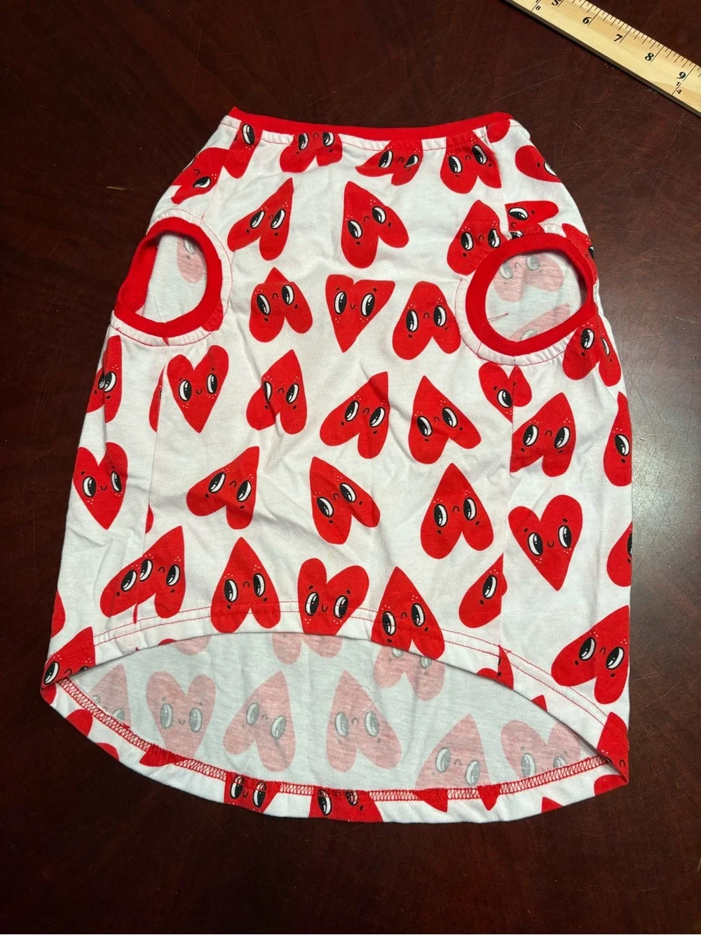 Red Heart Print Dog Tee with XOXO Pocket